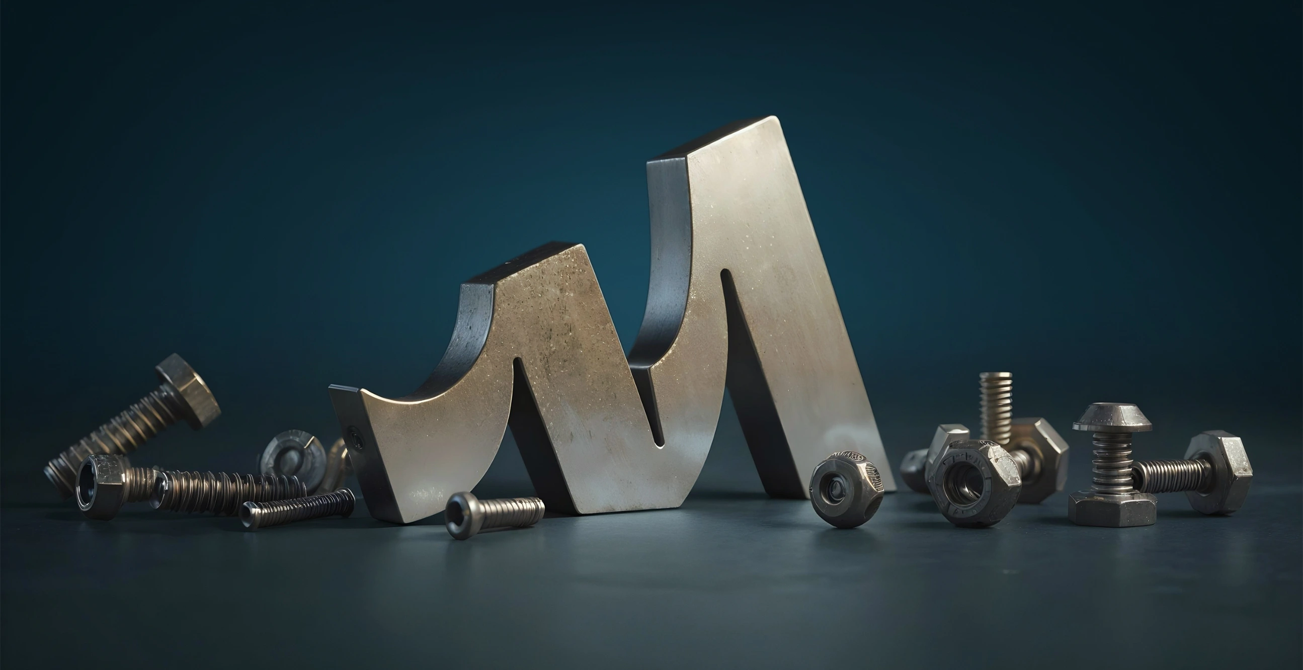 Seis Grados Estrategia y Diseño | Logotipo metálico de LAMMSA rodeado de tornillos y tuercas, símbolo de fuerza, precisión y diseño industrial.